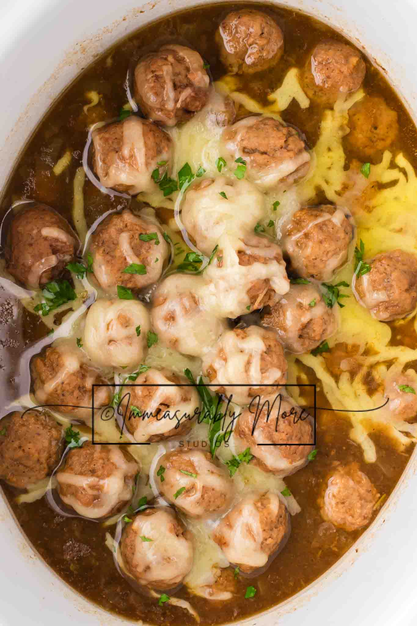 SLOW COOKER FRENCH ONION MEATBALLS EXCLUSIVE!!!