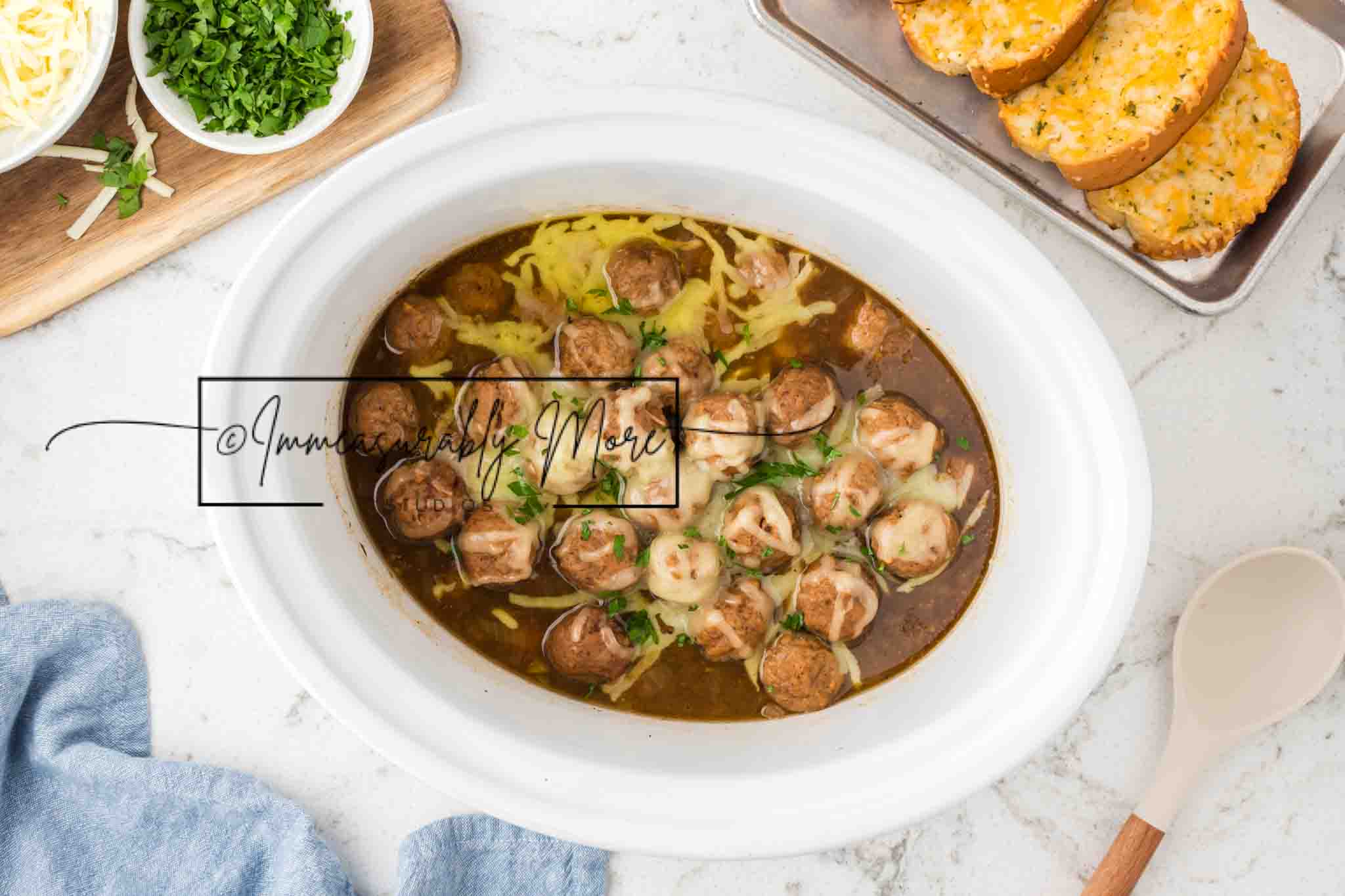 SLOW COOKER FRENCH ONION MEATBALLS EXCLUSIVE!!!