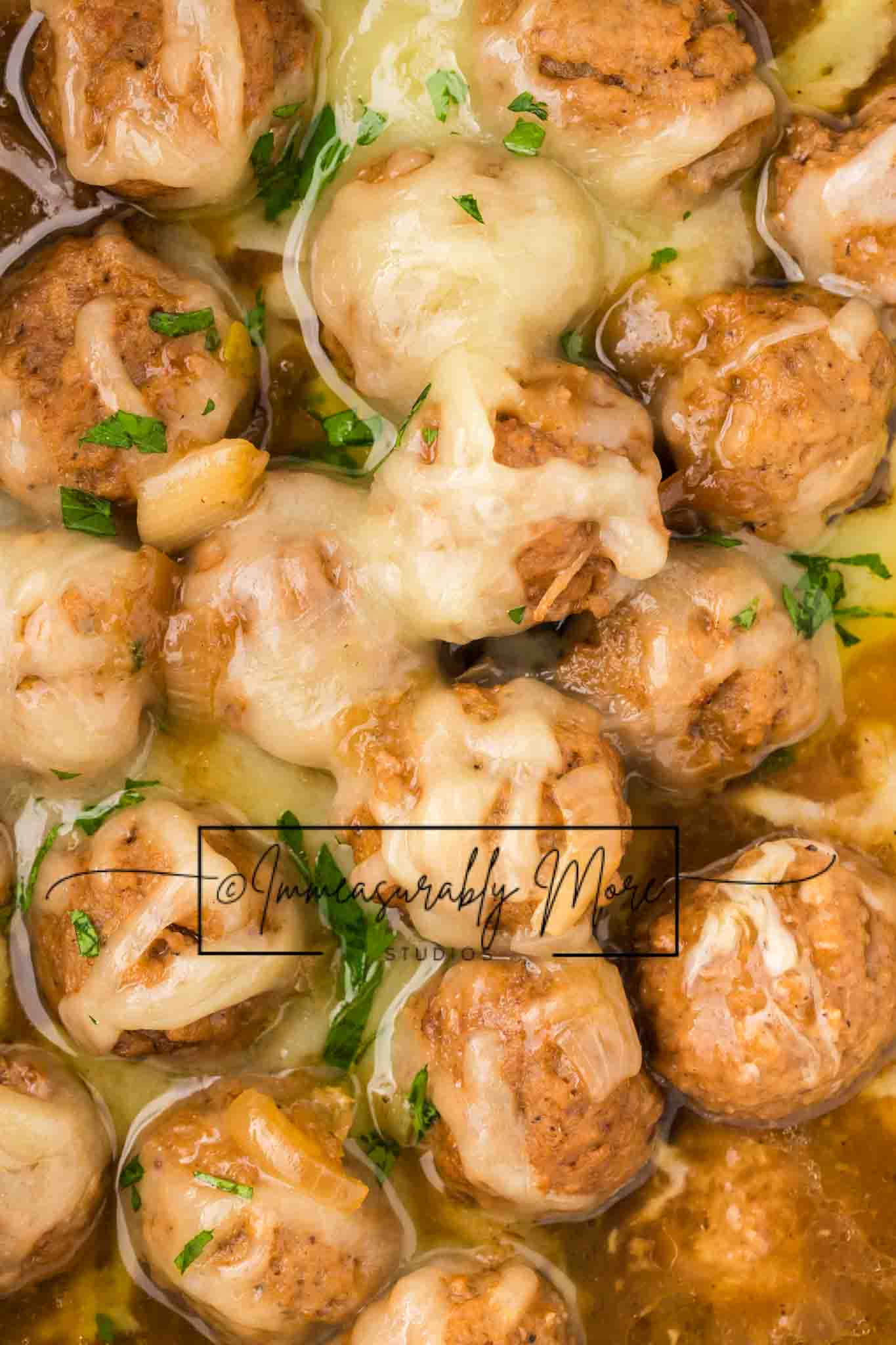 SLOW COOKER FRENCH ONION MEATBALLS EXCLUSIVE!!!