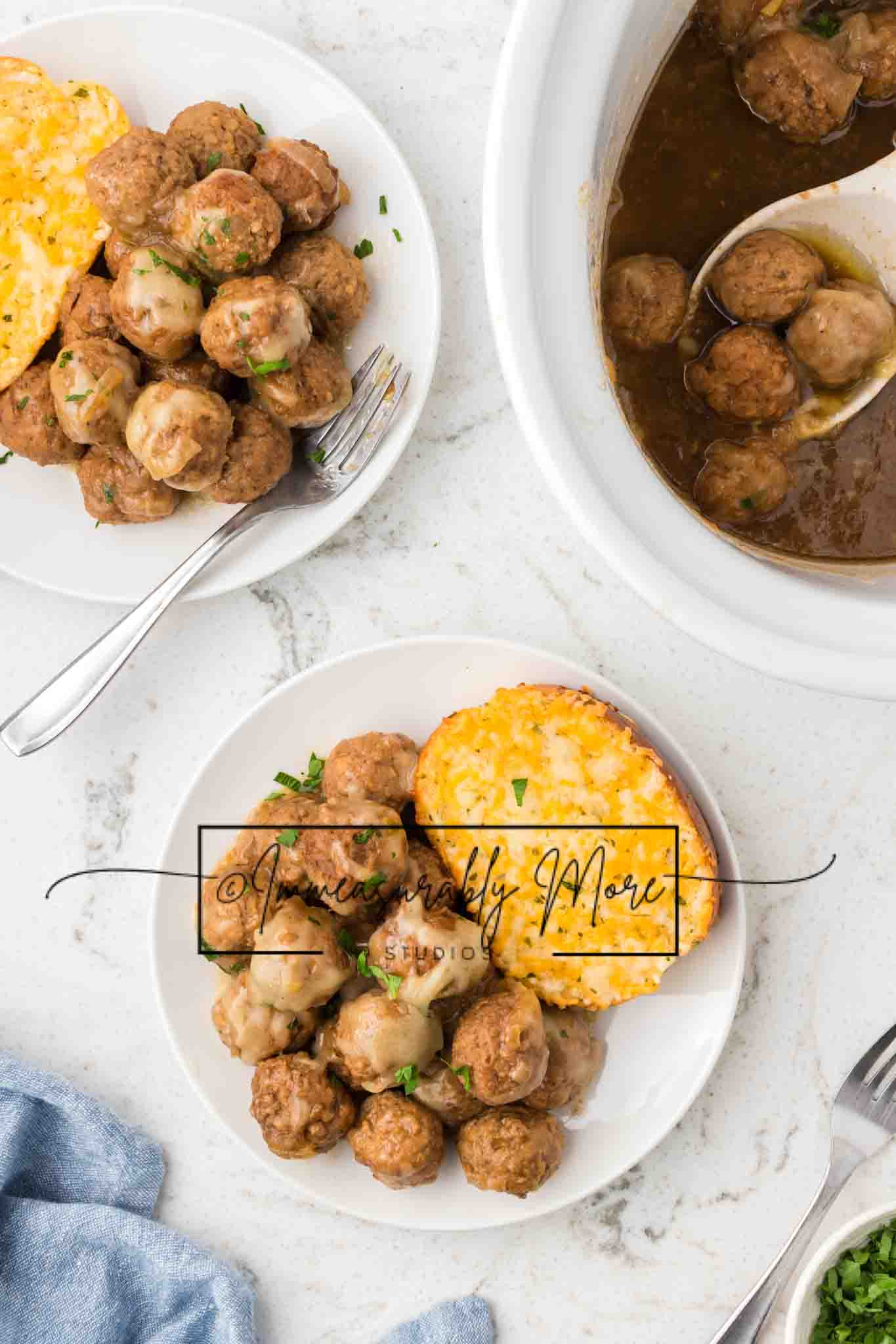 SLOW COOKER FRENCH ONION MEATBALLS EXCLUSIVE!!!