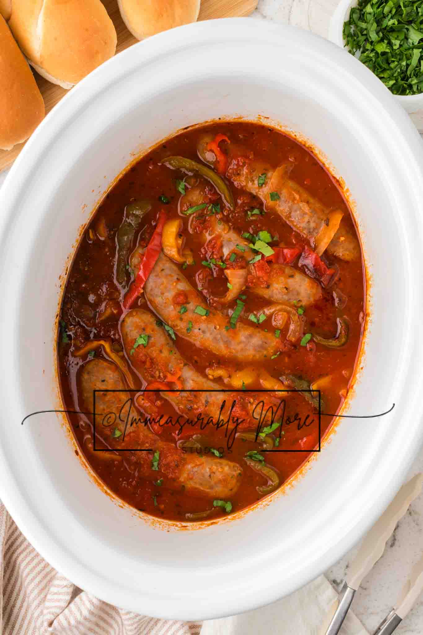 SLOW COOKER SAUSAGE AND PEPPERS EXCLUSIVE!!!